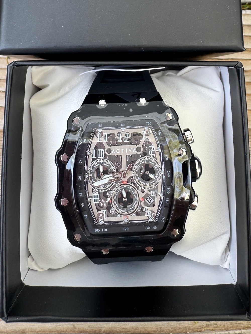 Activa Fury X 44.3mm Black Skeleton Dial Quartz Watch Unisex NIB - Picture 2 of 5